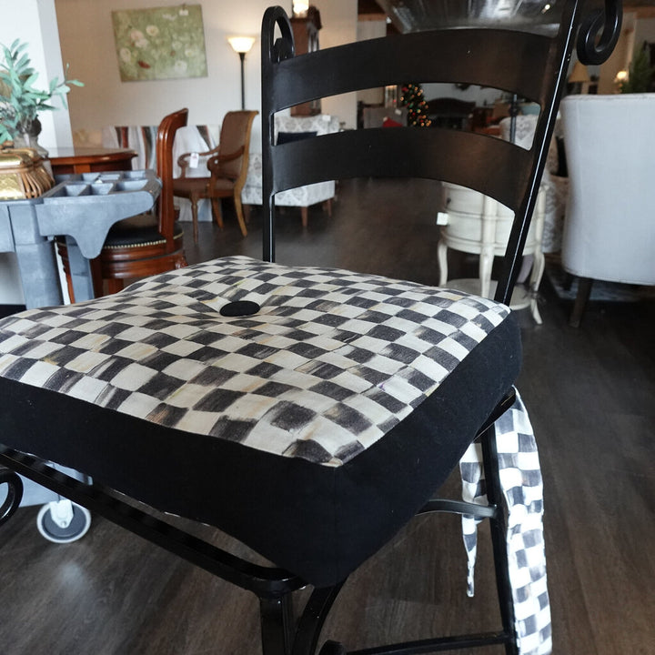 Courtly Check Chair Cushion with Iron Stool