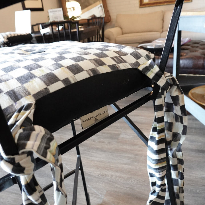 Courtly Check Chair Cushion with Iron Stool