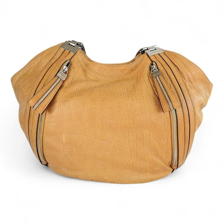 Croc Leather Hobo Style Shoulder Bag