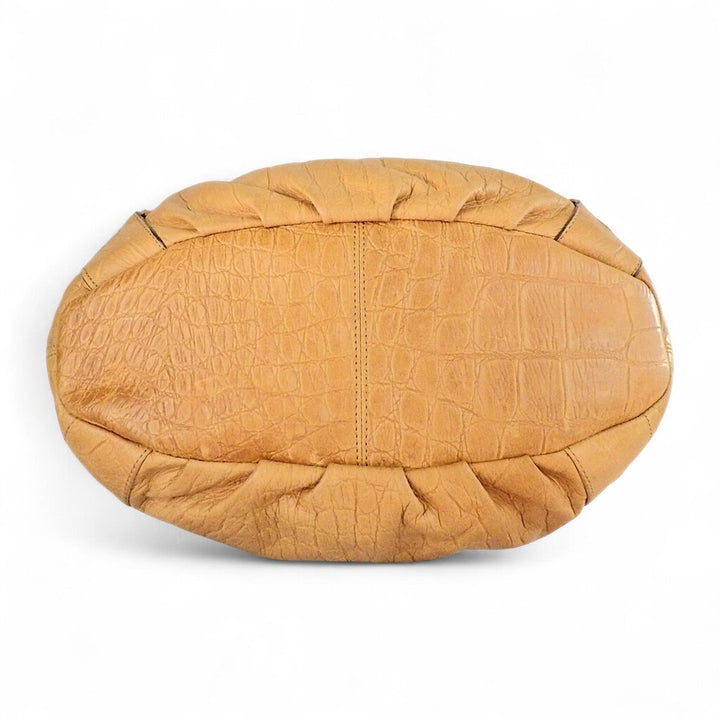 Croc Leather Hobo Style Shoulder Bag