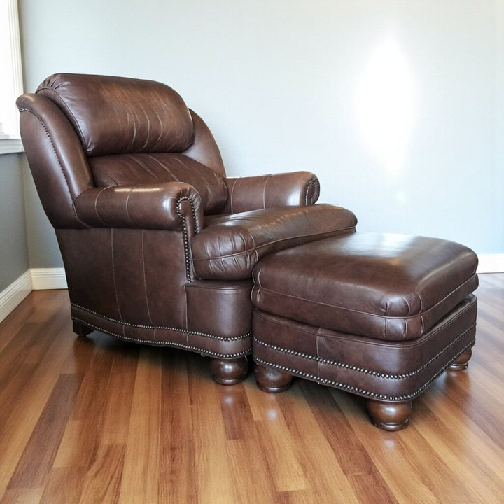 Orig Price $2500 - Leather Club Chair with Ottoman