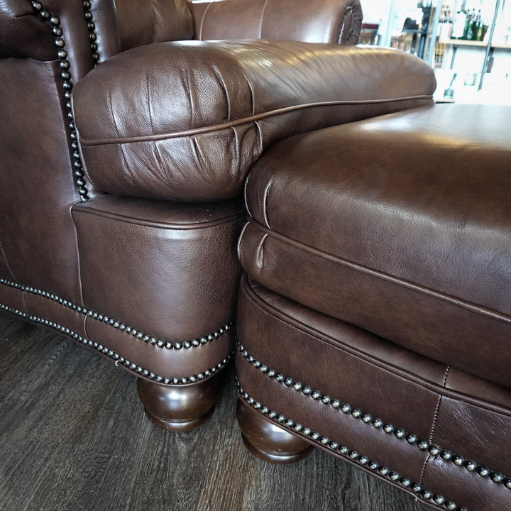 Orig Price $2500 - Leather Club Chair with Ottoman