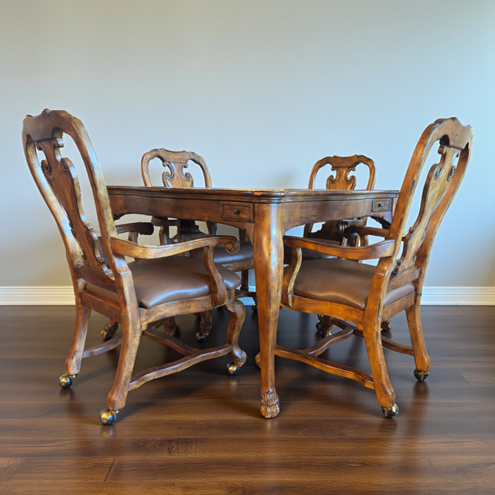 Upscale Game Table with Rolling Chairs