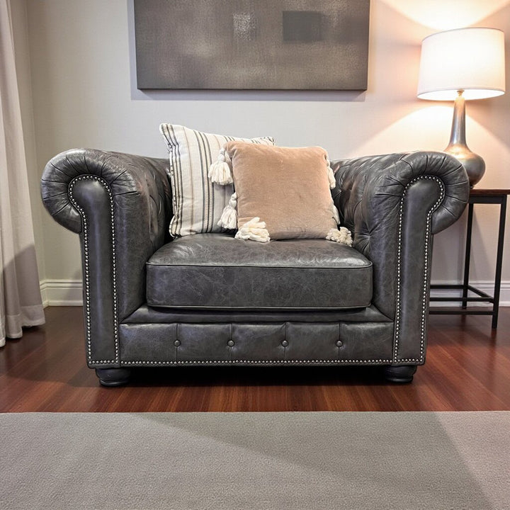 Leather Chesterfield Tufted Chair - Orig Price $4000