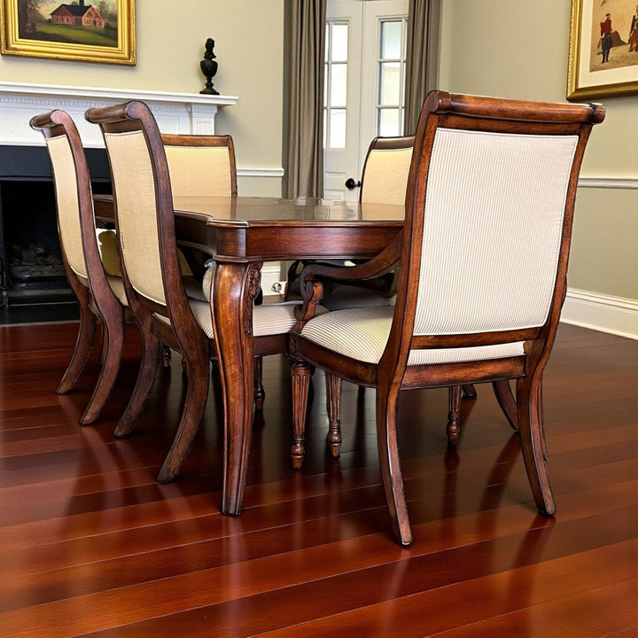 Orig Price $5670 - Dining Table w/ 8 chairs, 2 Leaves, & Pads