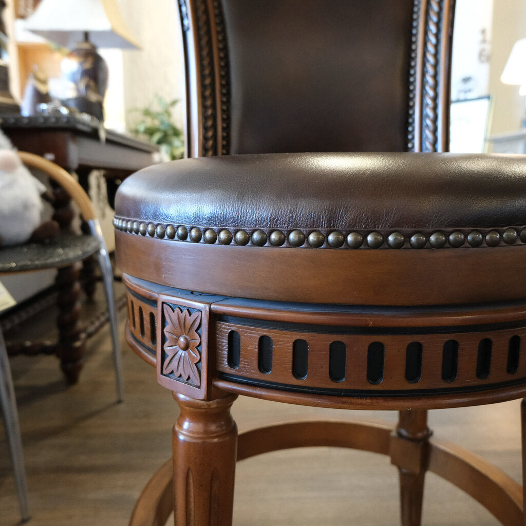 Orig Price $800 - Ornate Leather Swivel Stool