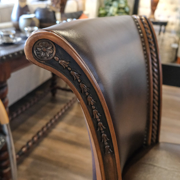 Orig Price $800 - Ornate Leather Swivel Stool