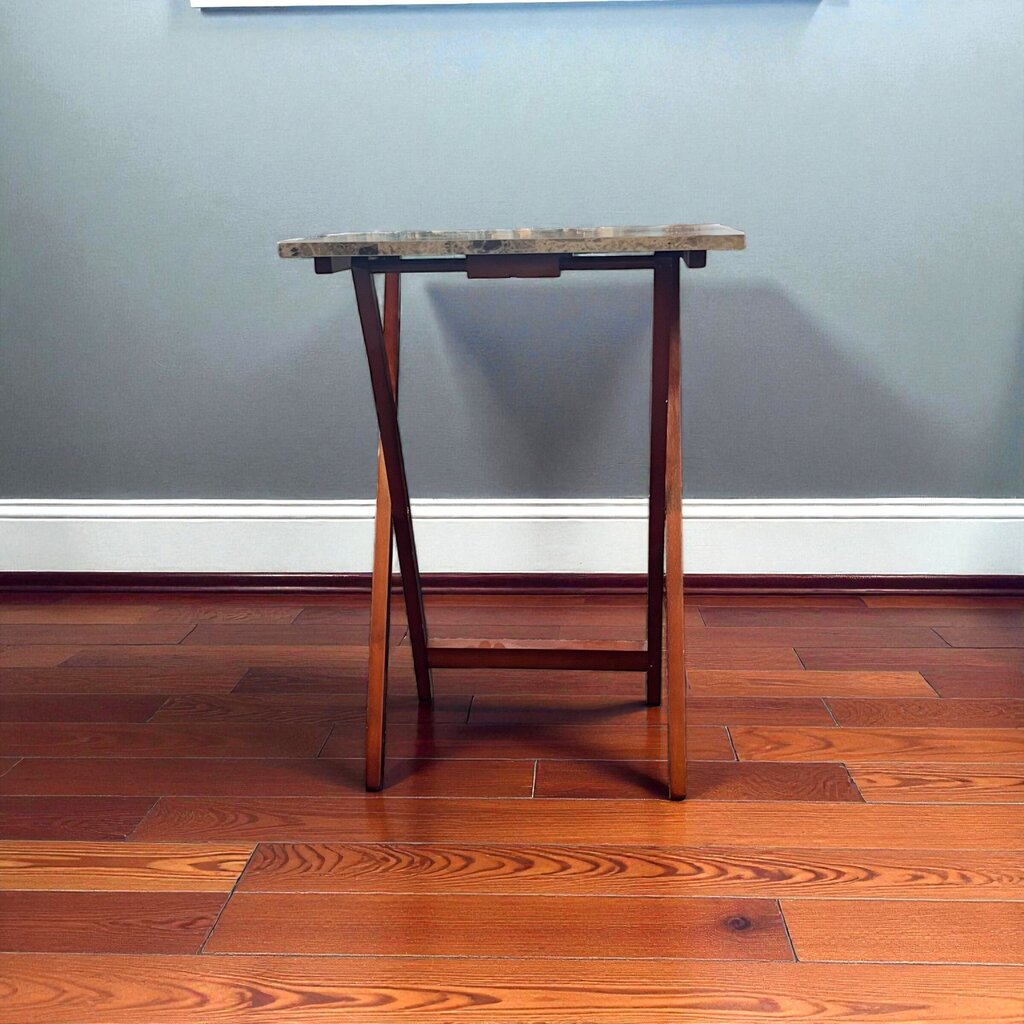Faux Marble Tray Table Set