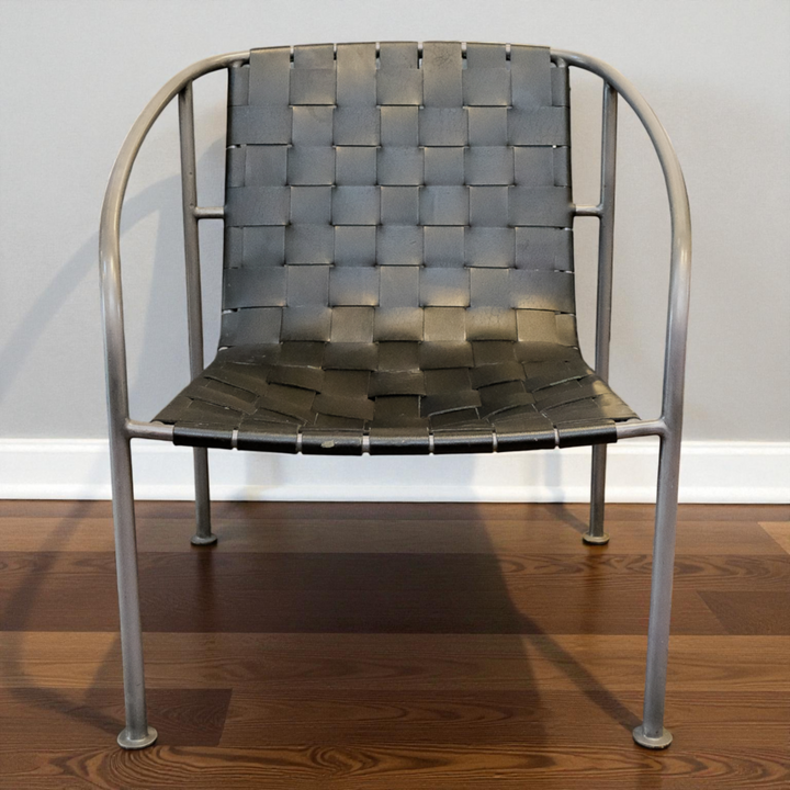 Modern Leather Strap Accent Chair