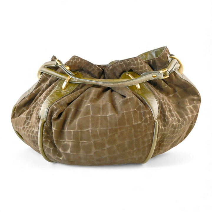 Crock Embossed Leather Handbag