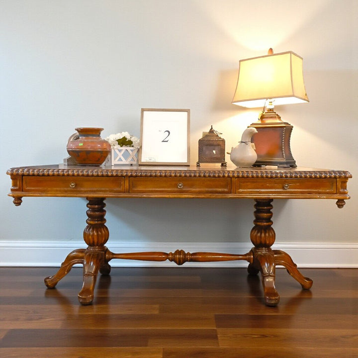 Vintage Leather Top Partners Desk