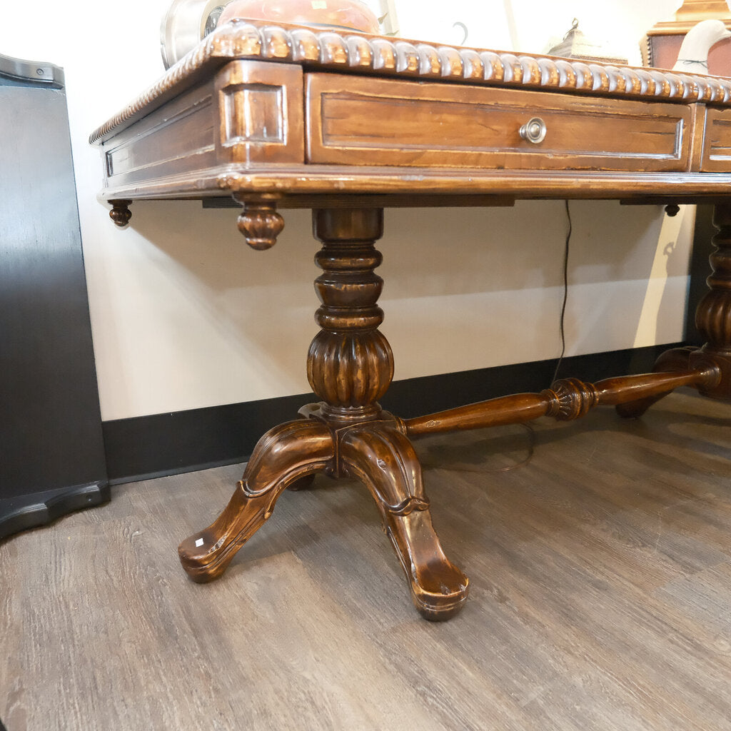 Vintage Leather Top Partners Desk