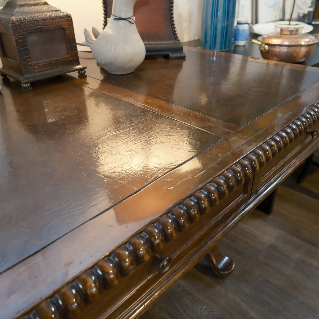 Vintage Leather Top Partners Desk
