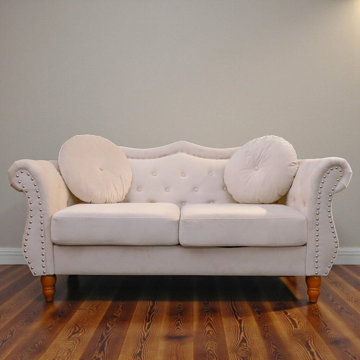 Velvet Hollywood Loveseat with Accent Pillows