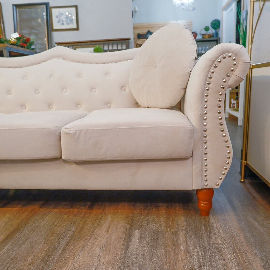 Velvet Hollywood Sofa with Accent Pillows