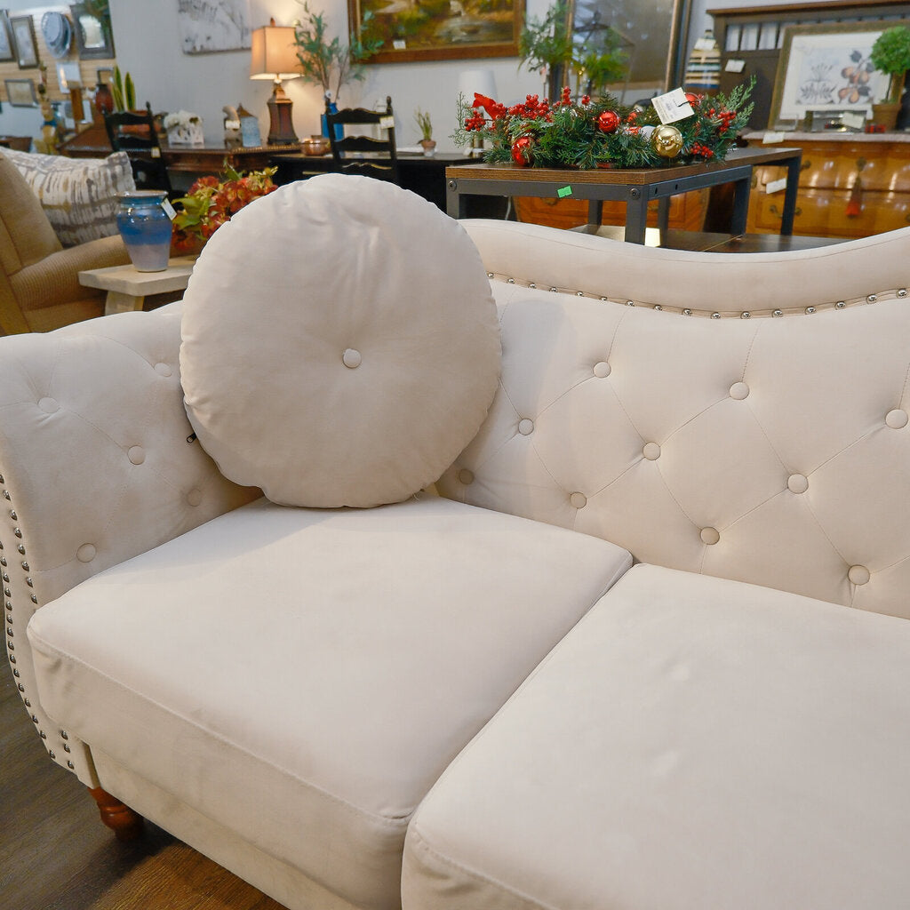 Velvet Hollywood Sofa with Accent Pillows
