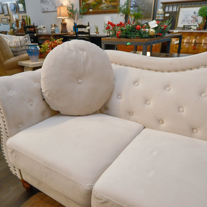 Velvet Hollywood Sofa with Accent Pillows