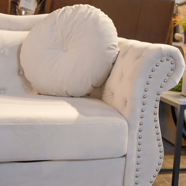 Velvet Hollywood Loveseat with Accent Pillows