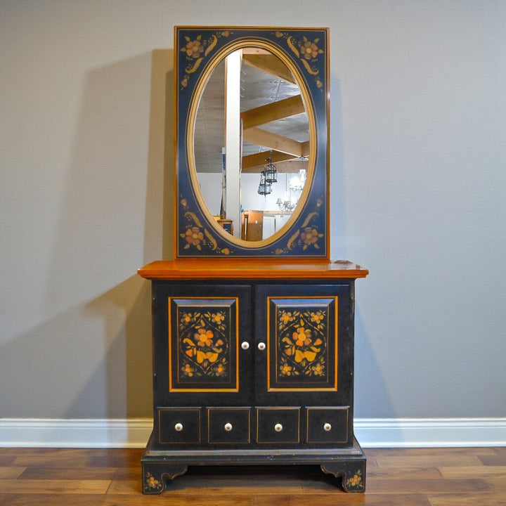 Hitchcock-style Cabinet and Mirror Set