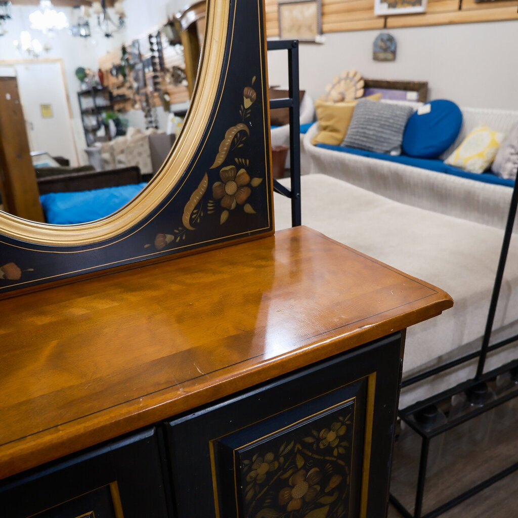 Hitchcock-style Cabinet and Mirror Set