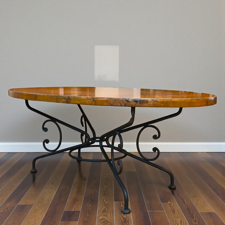 Orig. Price $4,500 - Hammered Copper Top Dining Table with Iron Arabesque Base