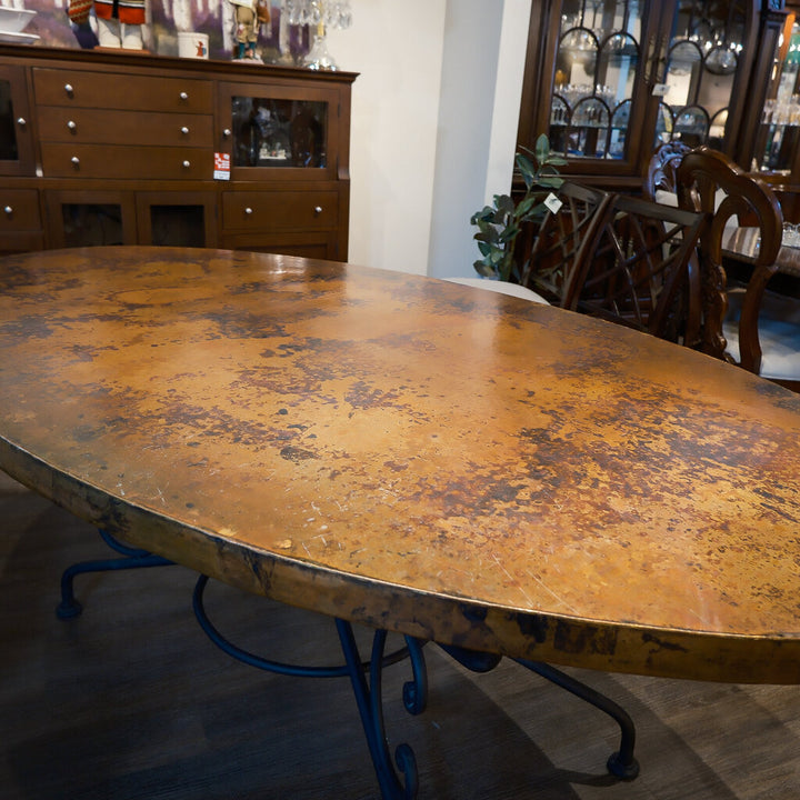 Orig. Price $4,500 - Hammered Copper Top Dining Table with Iron Arabesque Base