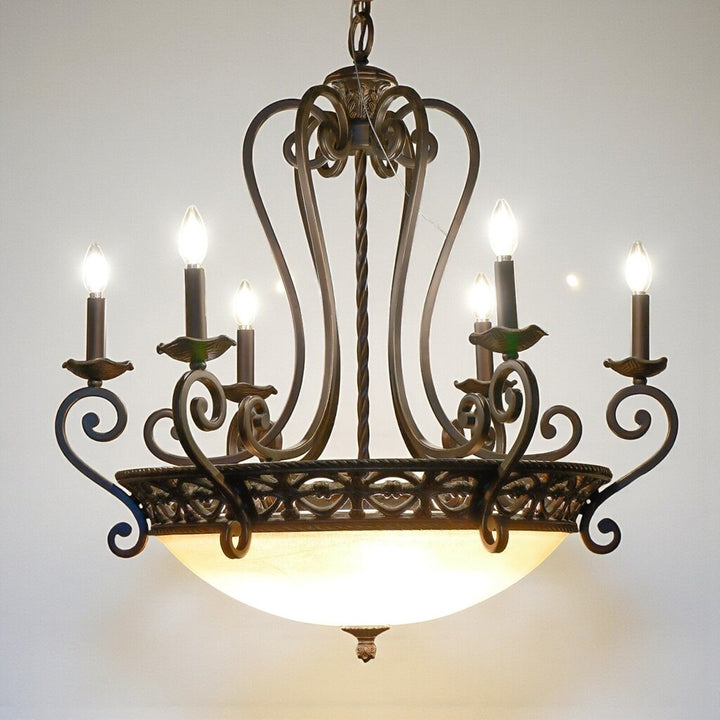 Orig Price $850 - Neoclassical Wrought Iron Chandelier