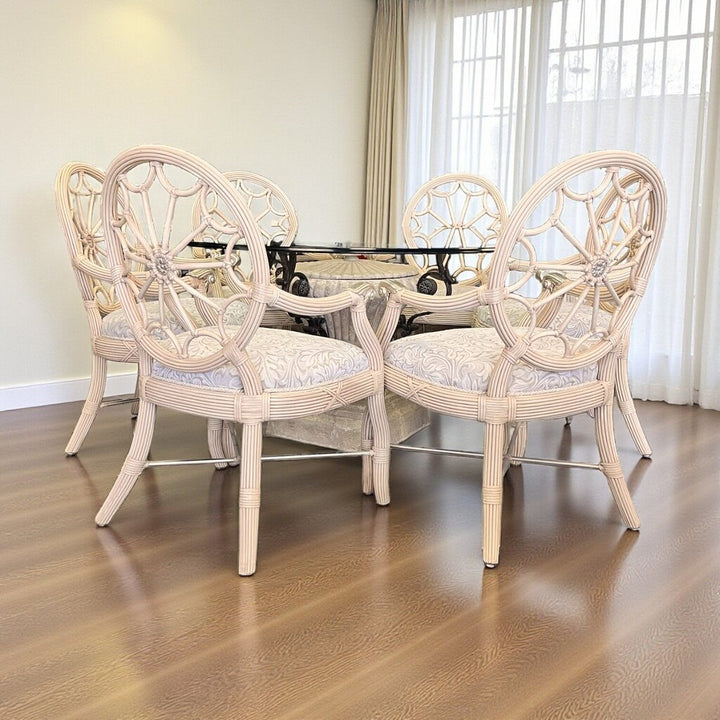 Orig Price $10500 - Round Glass Dining Table w/ 6 Chairs