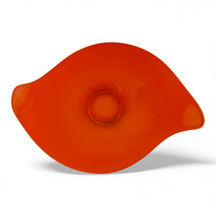 Vintage MCM Epic Lipped Art Glass Bon Bon Bowl - Persimmon