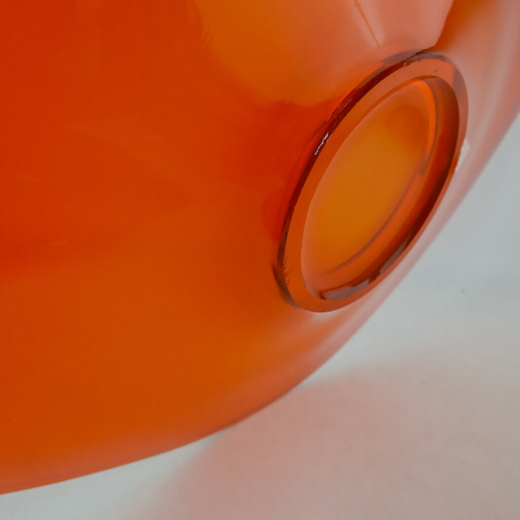 Vintage MCM Epic Lipped Art Glass Bon Bon Bowl - Persimmon