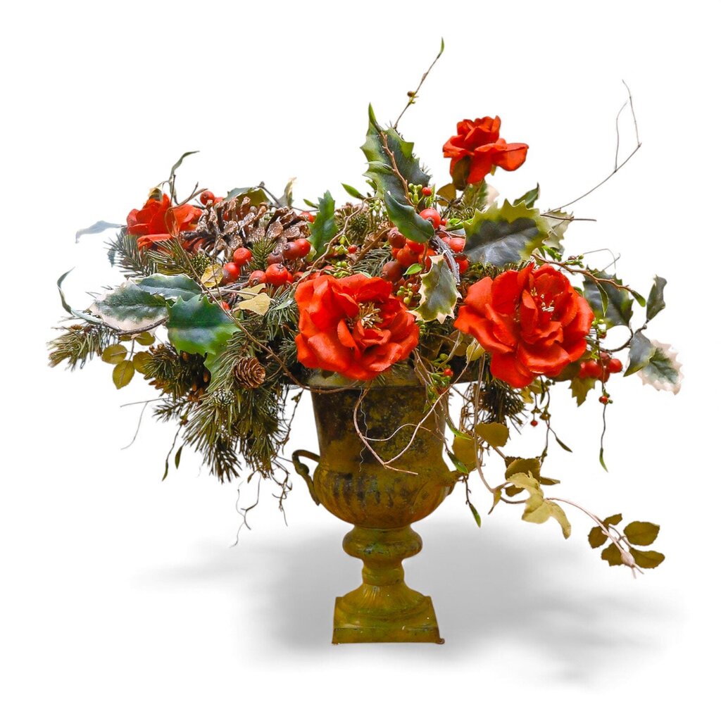 Orig Price $150 - Floral Arrangement in Metal Urn