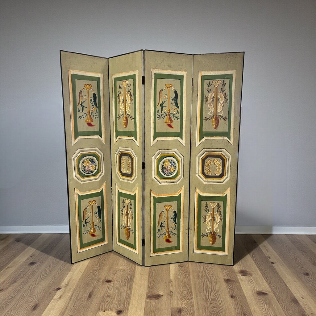 Vintage Trompe l'Oeil Four Panel Screen - Acosta's Home
