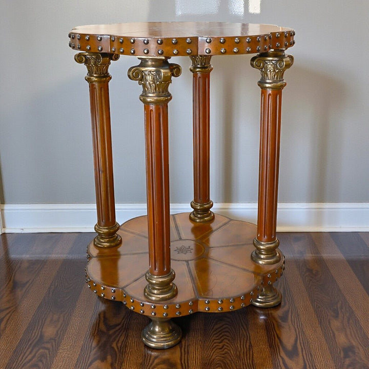 Tooled Leather Clover End Table