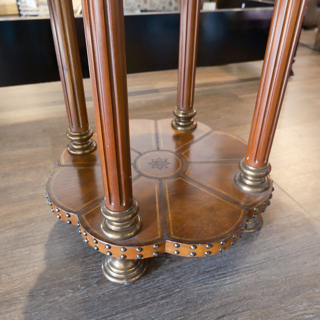 Tooled Leather Clover End Table