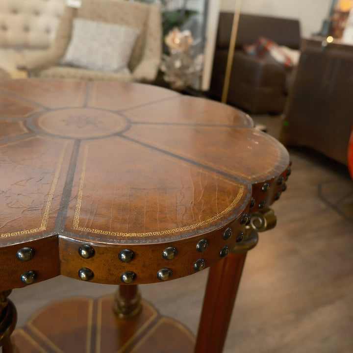 Tooled Leather Clover End Table