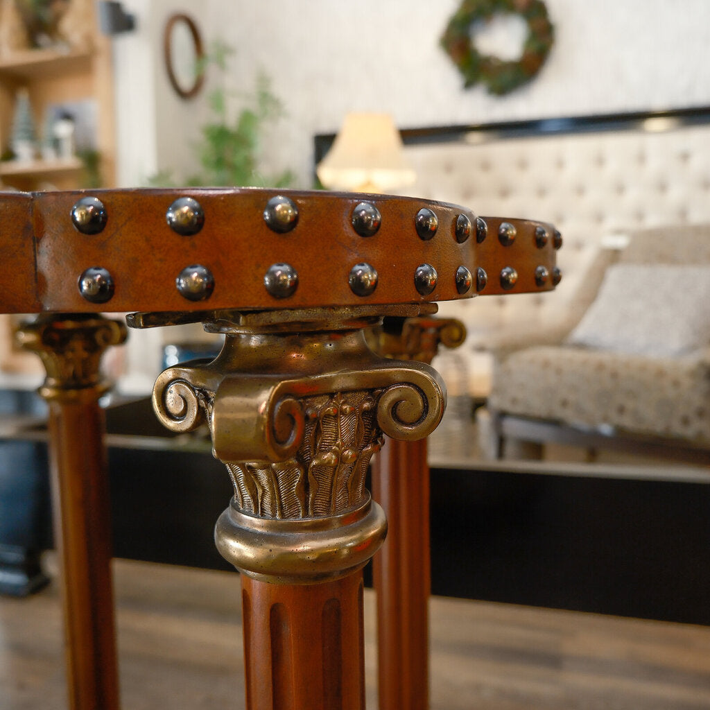 Tooled Leather Clover End Table