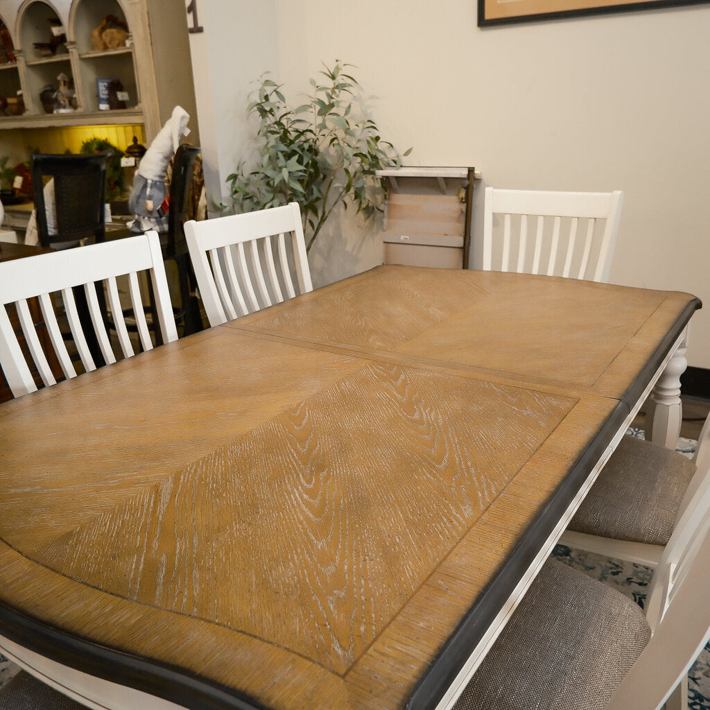 Orig Price $2114 - Dining Table with 2 Leaves and 6 Chairs