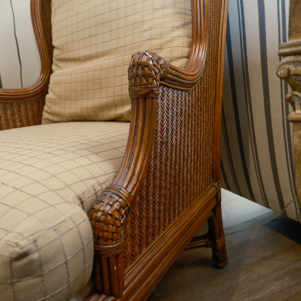 Woven British Colonial Wing Style Chair