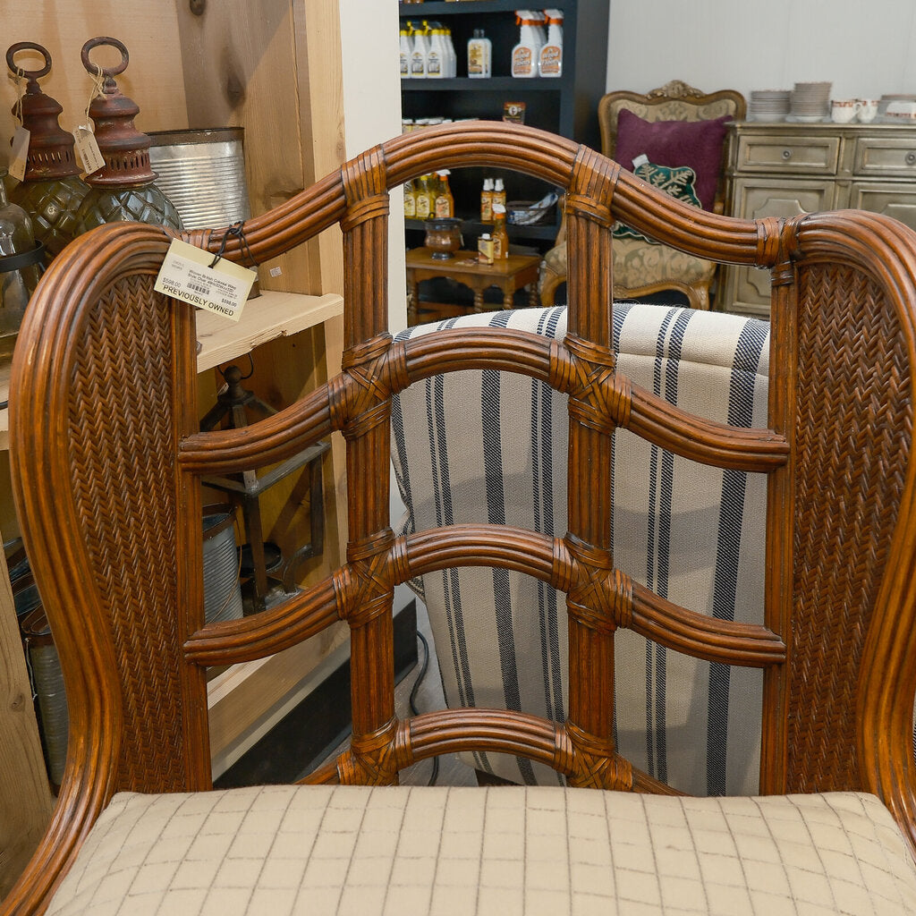 Woven British Colonial Wing Style Chair