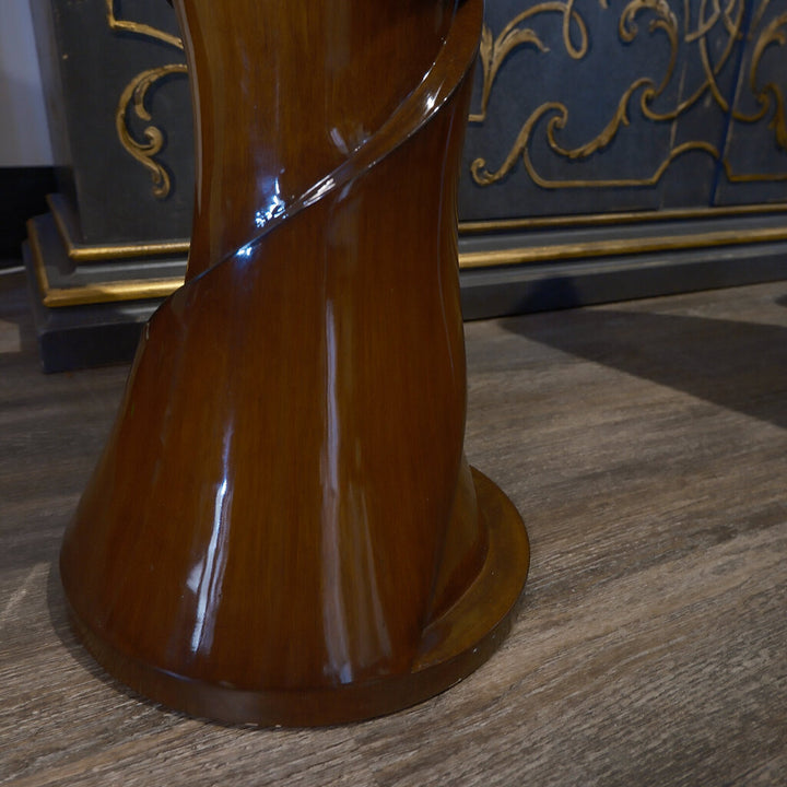 Orig Price $1200 - Wooden Twist Contemporary Side Table with Glass Top