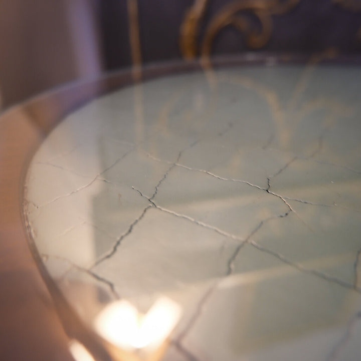 Orig Price $1200 - Wooden Twist Contemporary Side Table with Glass Top