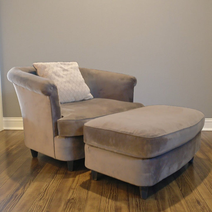 Velour Snuggler Arm Chair with Ottoman