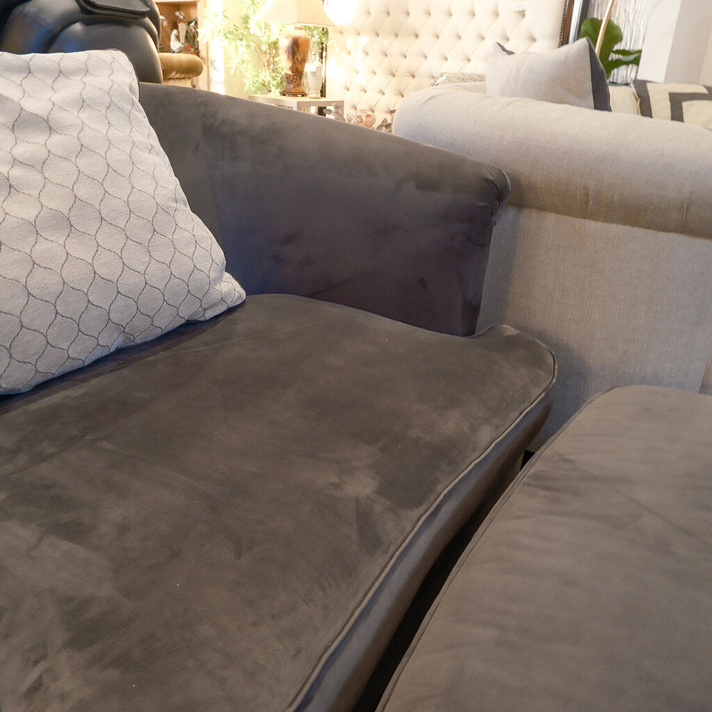 Velour Snuggler Arm Chair with Ottoman