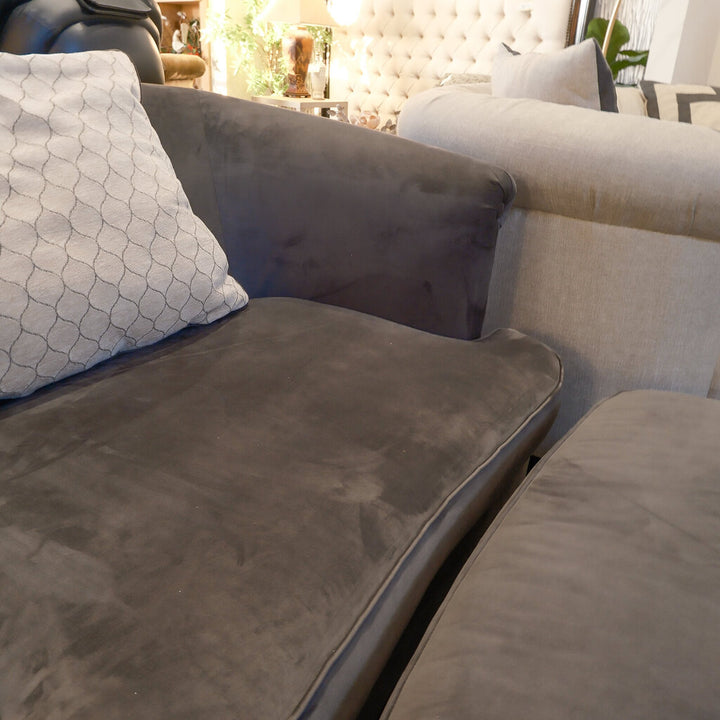 Velour Snuggler Arm Chair with Ottoman