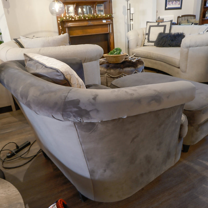 Velour Snuggler Arm Chair with Ottoman