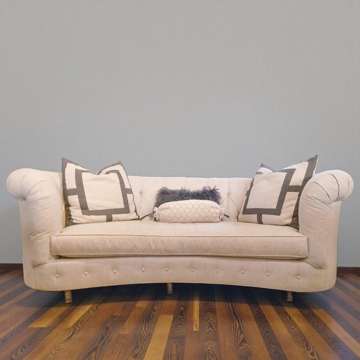 Linen Chesterfield Curve Sofa with Accent Pillows