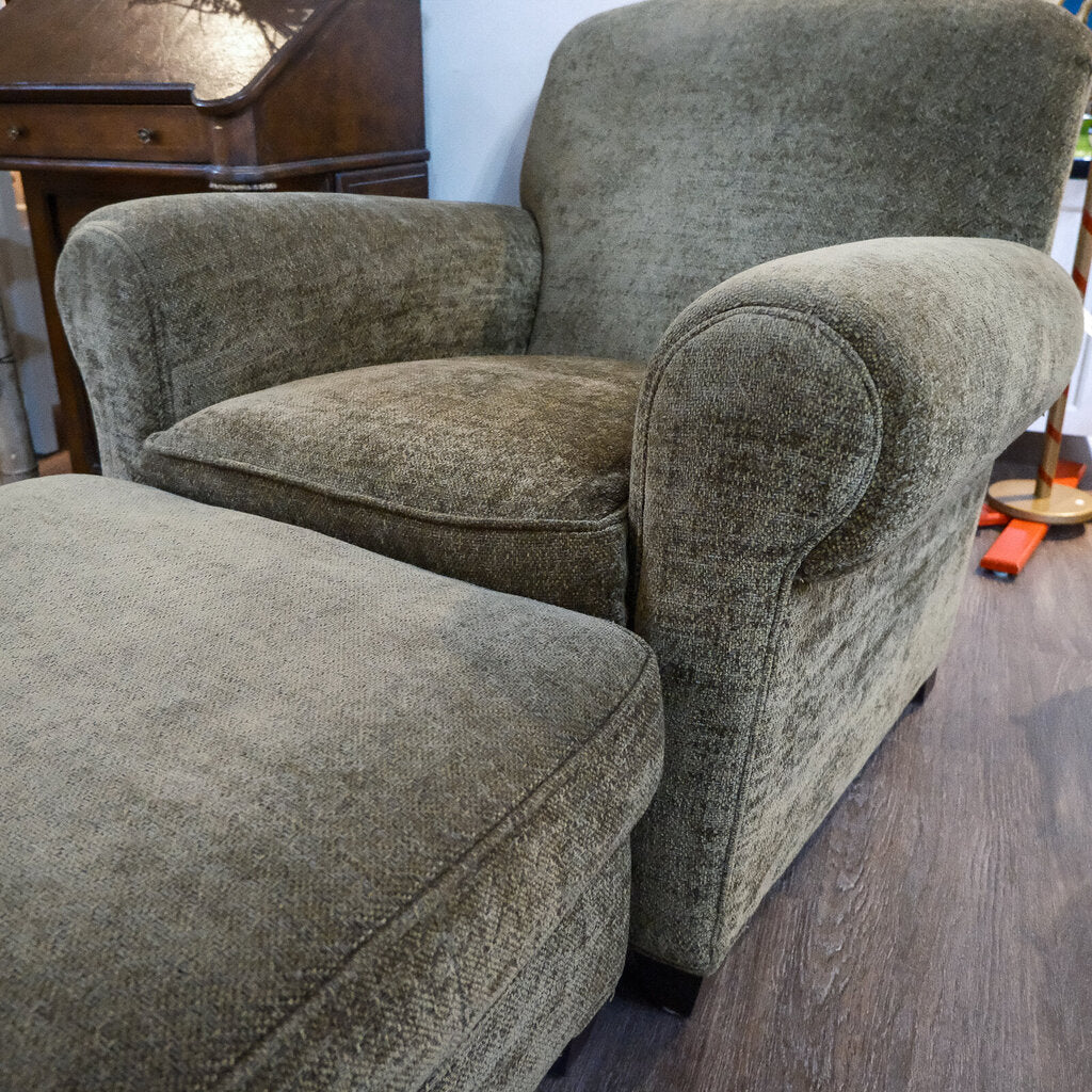 Orig. Price $1000 - Roll Arm Chair with Ottoman