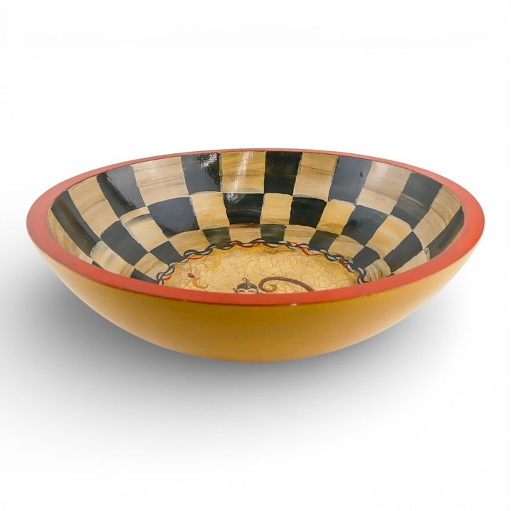 Hand Painted Wooden Art Bowl Signed Paul Munro