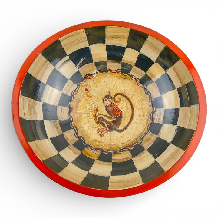 Hand Painted Wooden Art Bowl Signed Paul Munro