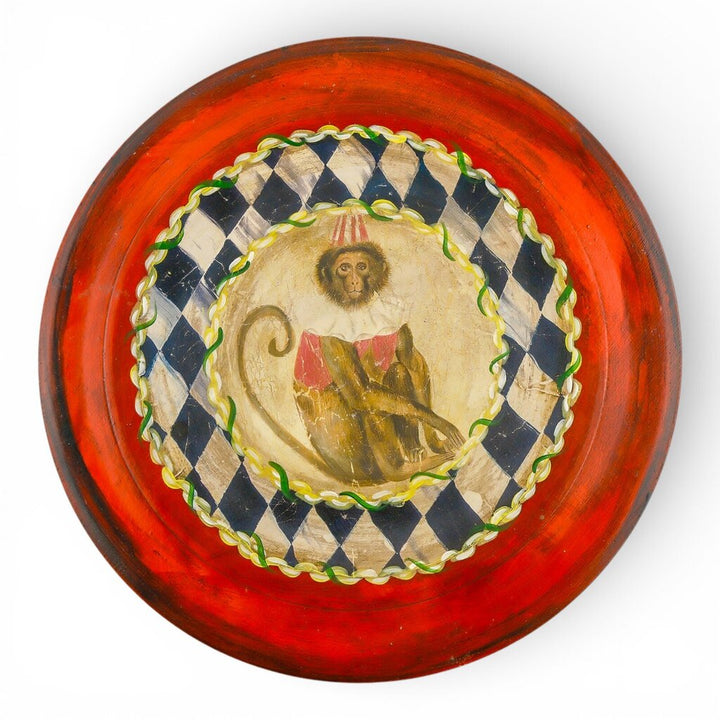 Hand Painted Wooden Art Plate Signed Paul Munro 2002